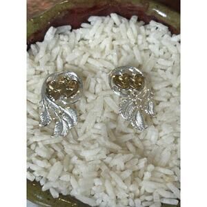 Vintage Montana Silversmiths Floral Heart Leaves Gold And Silver Earrings